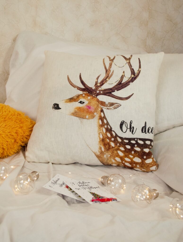 Whimsical Wildlife cushion cover with a face design